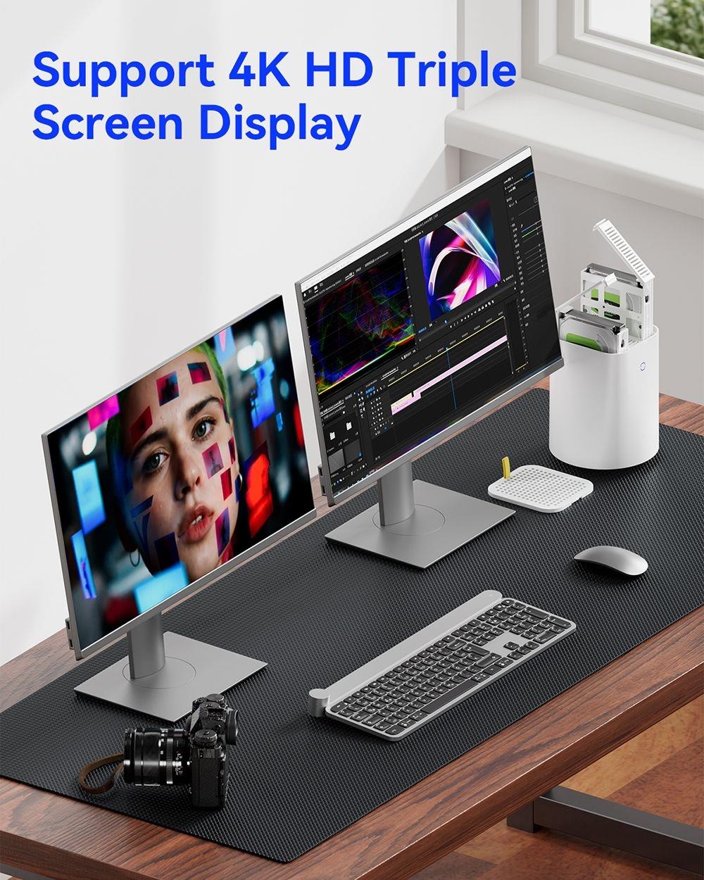 R1 Mini PC NAS Router, Intel N100 Processor 4 Cores 3.4GHz, 8GB DDR4 RAM 256GB SSD, HDMI+DP+Type-C Triple 4K Display, WiFi 6 Bluetooth 5.2, Dual 2.5Gbps LAN Ports, 2*USB3.0 2*USB2.0 1*3.5mm Audio Jack 1*TF Card Slot, Dual-fan Cooling - EU Plug