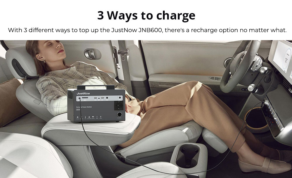 JustNow JNB600 Portable Power Station, 460Wh LiFePO4 Battery, AC 630W Peak 900W, 3500+ Cycles, 50-55dB, 3 Ways Charging