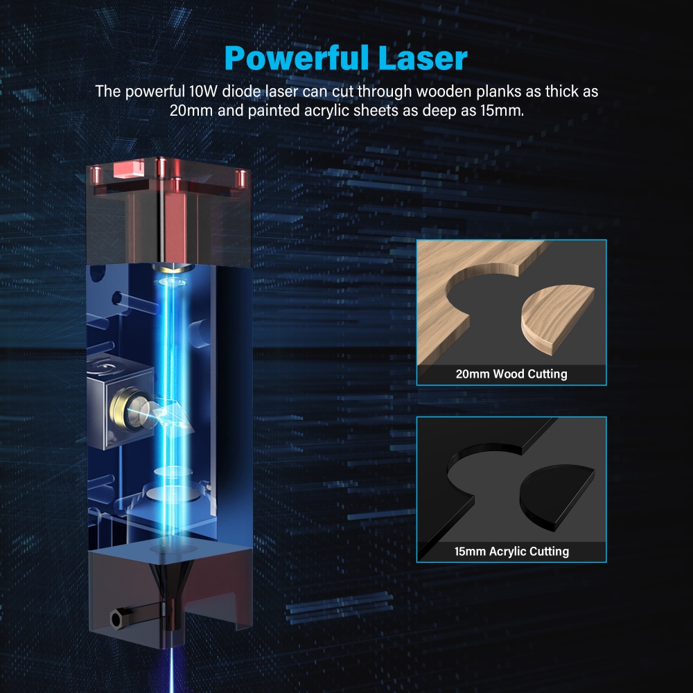 Mecpow X3 Pro 10W laserový gravírovací stroj so súpravou vzduchového asistenta