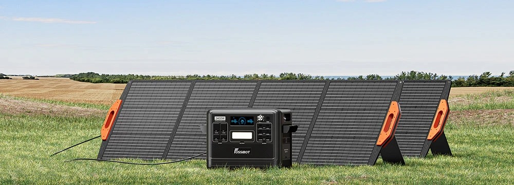 FOSSiBOT F1200 Portable Power Station + FOSSiBOT SP200 Foldable Solar Panel, 1024Wh Capacity, 1200W Rated Power, 3 LED Light Modes, 7 Output Ports, BMS Protection, <10ms Switchover, 5 Gears Input Regulator, EV-Grade LiFePO4 Battery, 4000+ Cycle Times