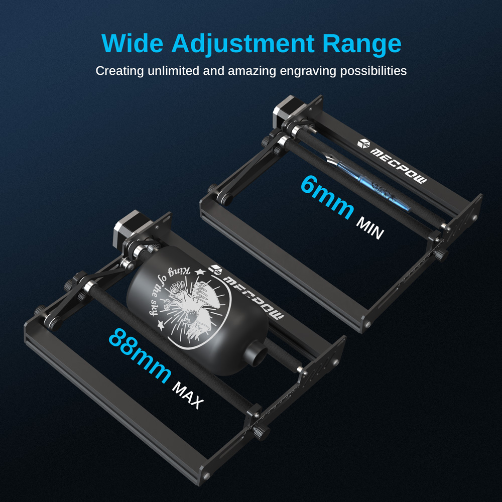 Mecpow G3 Pro Y-osý rotačný s 360°rotáciou na gravírovanie plechoviek s valcovými predmetmi laserom
