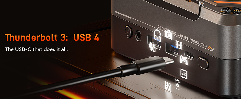 AOOSTAR GOD88 Mini PC, AMD Ryzen 7 8845HS 8 Core Max 5.1GHz, 32GB DDR5 RAM 1TB SSD, HDMI2.1 + USB4 + DP2.1 4K 120Hz Triple Display, WiFi6 Bluetooth5.2, 2*2.5G LAN, 2*USB3.0 2*USB2.0 1* Type-C 1* Audio Jack, RGB Light, 100W Charging - EU Plug