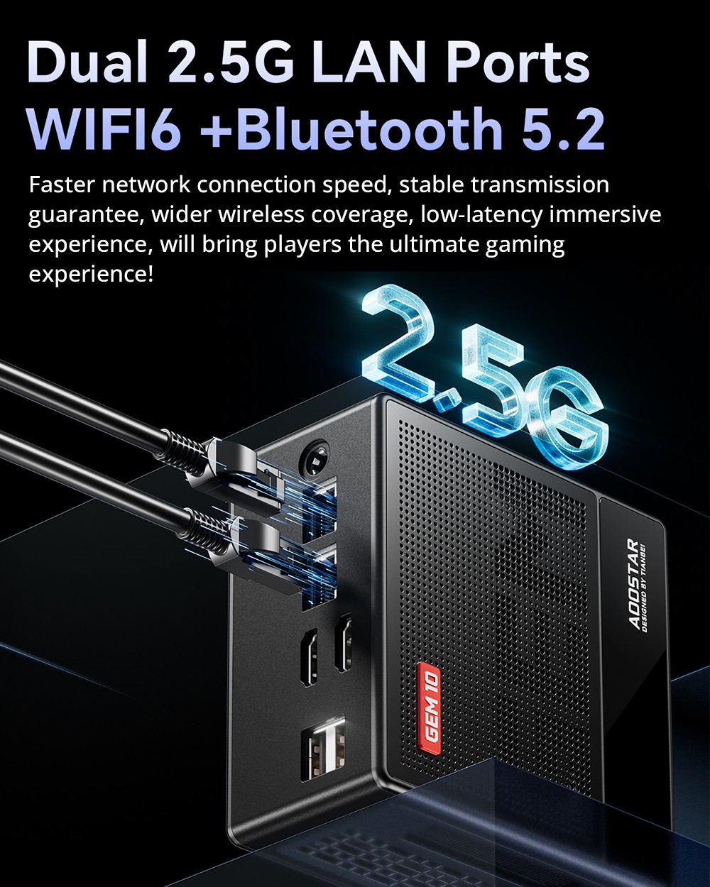 AOOSTAR GEM10 Mini PC, AMD Ryzen 7 6800H 8 Core Up to 4.7GHz, 32GB LPDDR5 RAM 512GB PCle 4.0 SSD, 2* HDMI 2.1 (4K) + USB 4 (8K) Triple Screen Display, Adjustable BIOS, WiFi 6 Bluetooth 5.2, Dual 2.5G LAN Ports, 2*USB3.2  2*USB2.0 1*Oculink