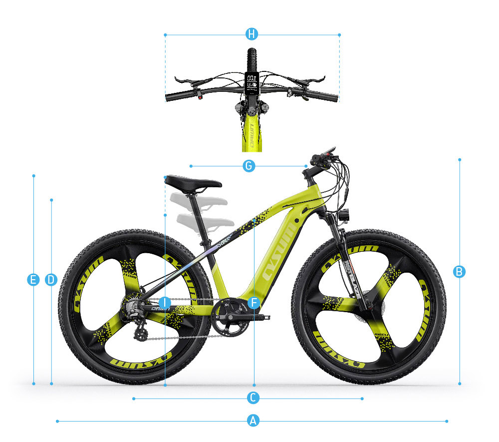 CYSUM CM520 Electric Mountain Bike 29*2.1 Inch Chaoyan Tire 500W Brushless Motor 35-40Km/h Max Speed 48V 14Ah LG Removable Battery Shimano 7 Speed 50-70KM Range Dual Disc Brakes - Green