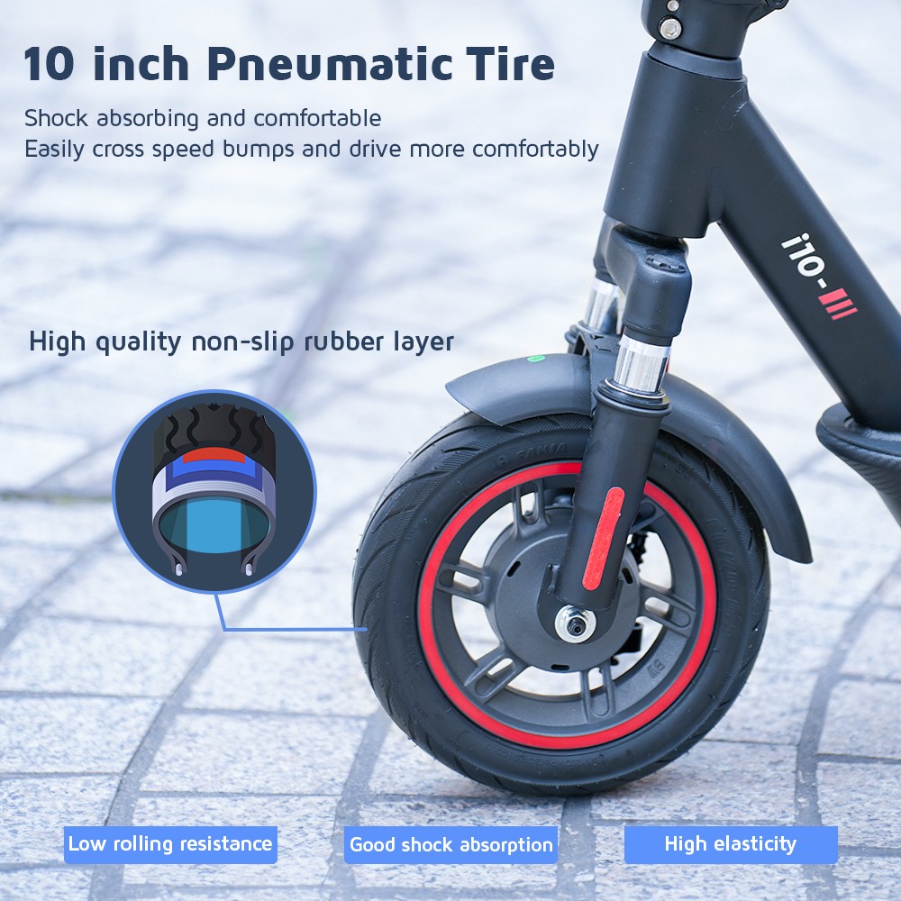 iScooter i10 Electric Scooter, 650W motor, 36V 15Ah, 10-palcová pneumatická pneumatika, max. rýchlosť 40 km/h, max. dojazd 45 km, ‎predné a zadné odpruženie, elektronická brzda &; kotúčová brzda