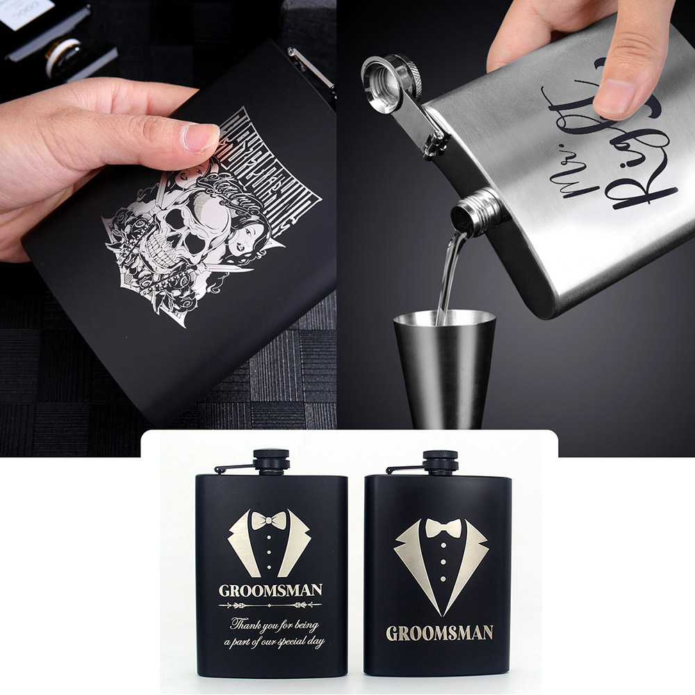 10pcs 8oz Stainless Steel Hip Flasks, with 10 Funnels, for Wedding Parties, Gifts