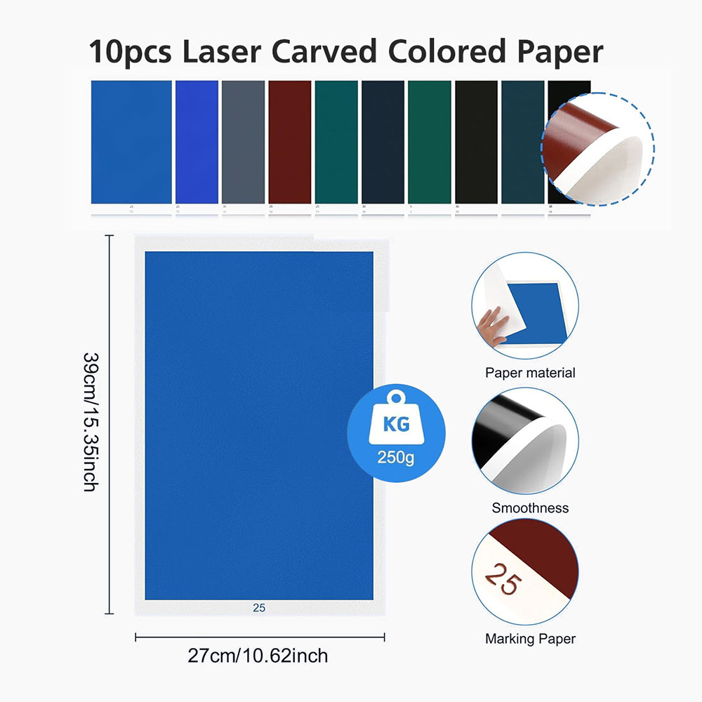 10ks laserom vyrezávaného farebného papiera pre laserový gravírovací stroj