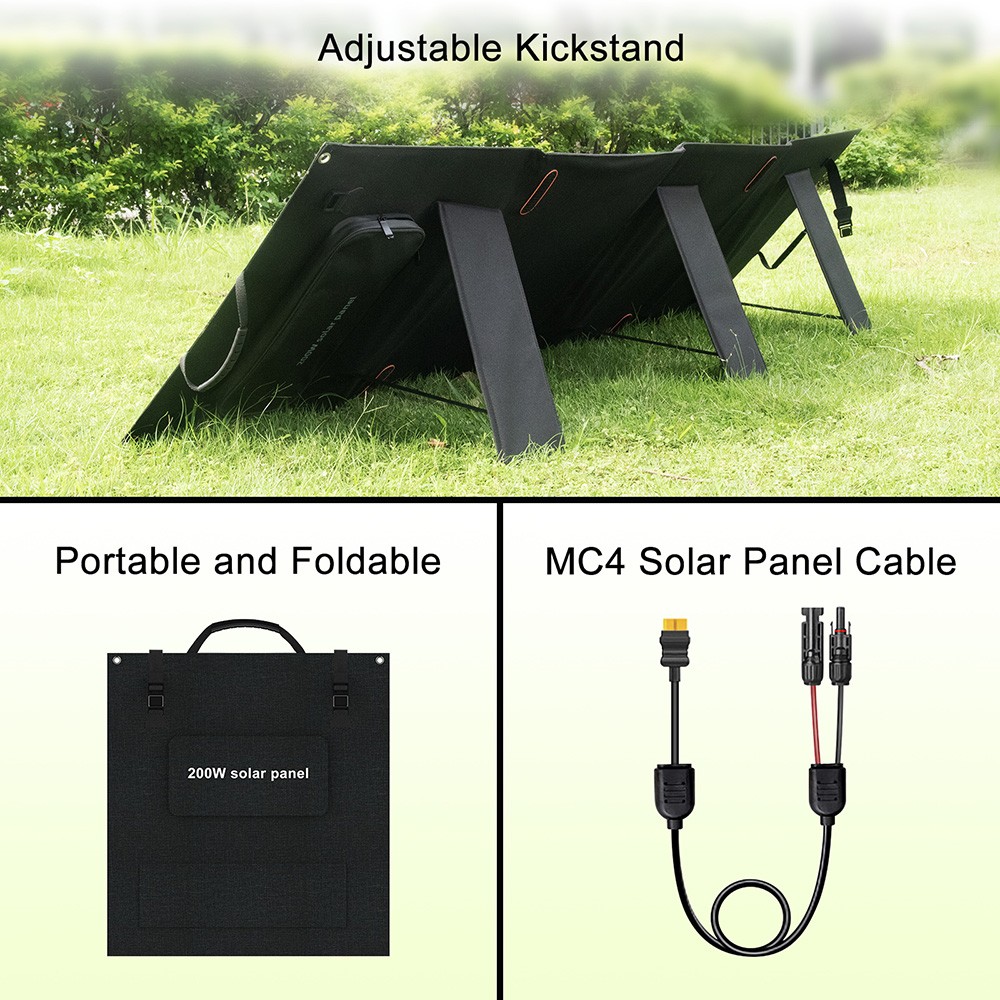 Prenosná napájacia stanica SolarPlay Q2501 + solárny panel SolarPlay T200, lítiová batéria 2400W/2160WH, 12 výstupných portov, plne nabitá za 1,5 hodiny, 4 spôsoby nabíjania