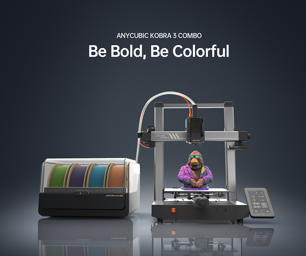 Anycubic Kobra 3 3D Printer with ACE Pro Combo + 6kg Creality Hyper-PLA Halloween Pack -Black + Red + Blue + Grey + White + Orange