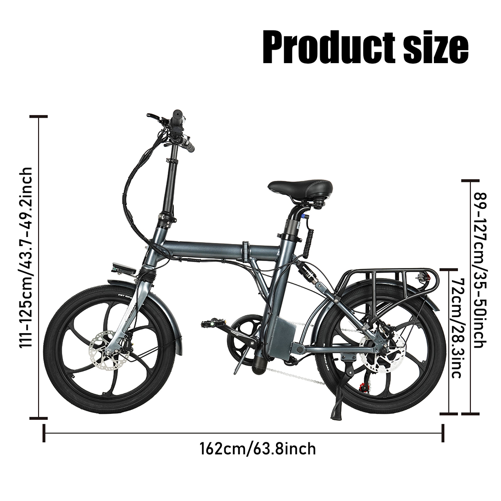 Elektrobicykel CMACEWHEEL EM20, 350W motor, 36V 12Ah batéria, 20*2,25-palcové pneumatiky, max. rýchlosť 25 km/h, max. dojazd 55 km, olejové kotúčové brzdy, vodotesnosť IP65