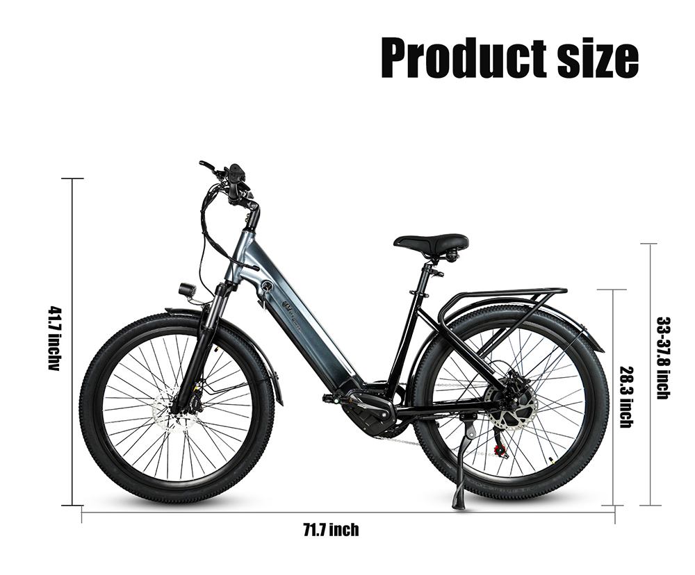 Elektrobicykel CMACEWHEEL L26, 500W motor, 48V 17Ah batéria, 26*2.1″ CST pneumatiky, max. rýchlosť 45km/h, max. dojazd 100km, hydraulické olejové kotúčové brzdy - Golden