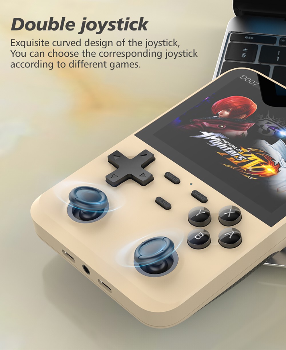 D007 Plus 64GB Handheld Game Console, 10000+ Games Preinstalled, 3.5-inch IPS Screen, Support Game Controller Connection - Grey