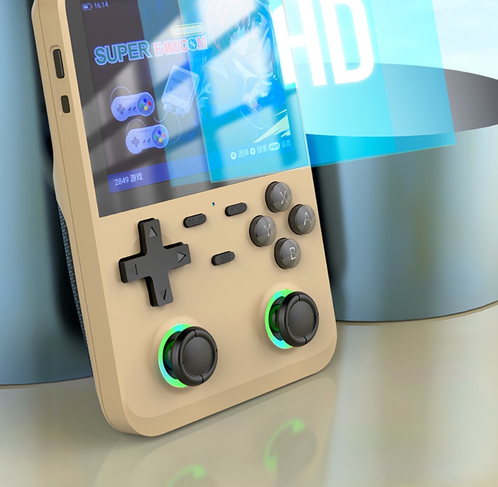 D007 Plus 64GB Handheld Game Console, 10000+ Games Preinstalled, 3.5-inch IPS Screen, Support Game Controller Connection - Transparent Blue