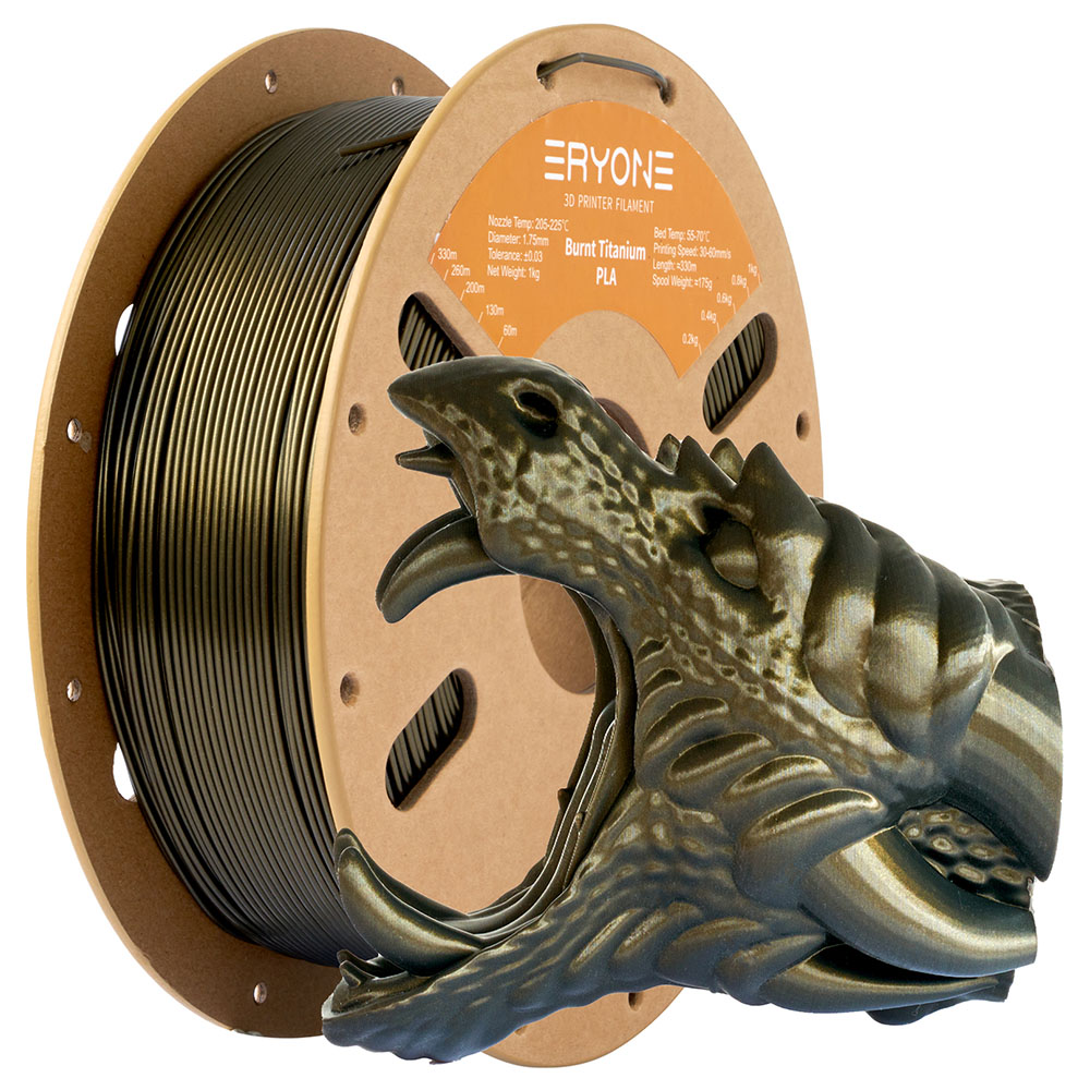 1kg ERYONE Burnt Titanium PLA 3D Printer Filament Dark Golden