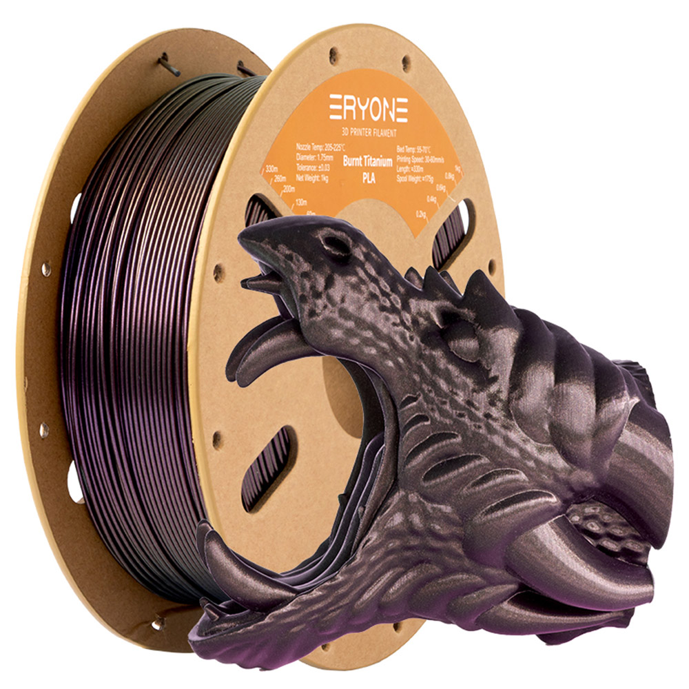 1kg ERYONE Burnt Titanium PLA 3D Printer Filament - Red