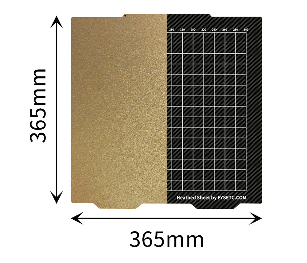 FYSETC 365x365mm Double Side Build Plate, Smooth PET And Texture PEl Steel Sheet, for Prusa XL 3D Printers