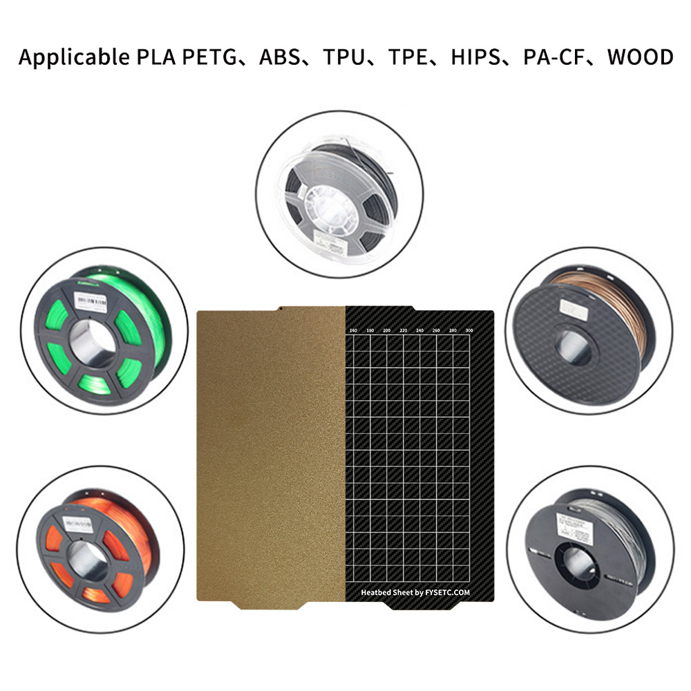 FYSETC 365x365mm Double Side Build Plate, Smooth PET And Texture PEl Steel Sheet, for Prusa XL 3D Printers
