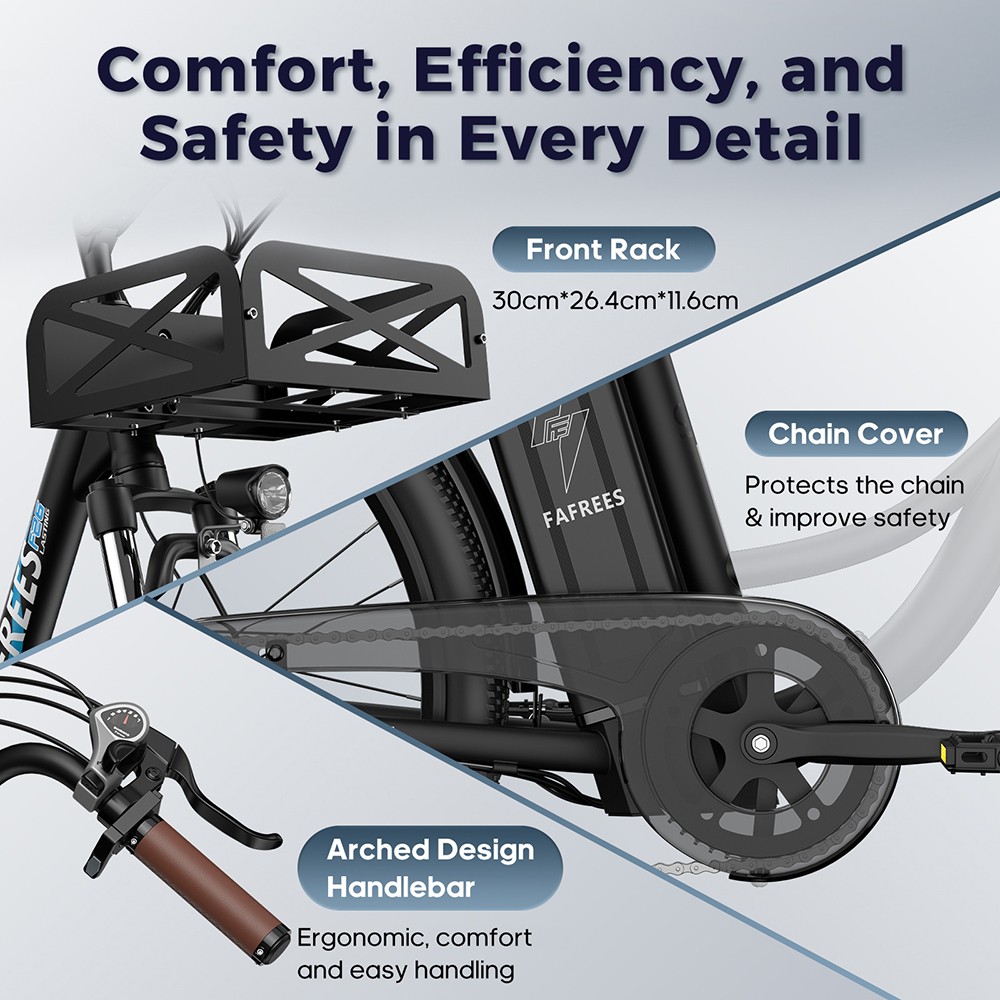 Fafrees F26 Lasting Electric Bike, 250W Motor, 36V 20.3Ah Battery, 26*1.95'' Tires, 25km/h Max Speed, 140km Range, SHIMANO 7 Speed, Mechanical Disc Brakes, 2.3-inch LCD Display - Blue
