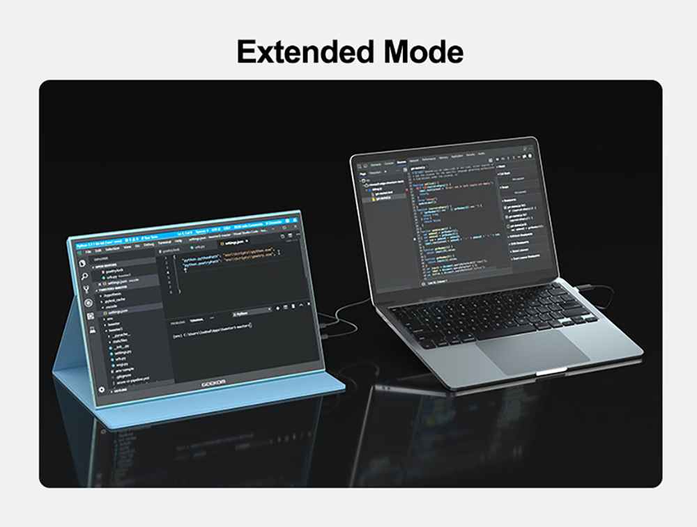 GEEKOM PM16 16-palcový prenosný monitor s inteligentným krytom, 1920*1200 FHD displej, 178 ° pozorovací uhol, kontrastný pomer 800:1, 2* plnohodnotný Type-C, 1*Mini HDMI, externý herný monitor pre PC, telefón, tablet, Xbox, PS4, Switch