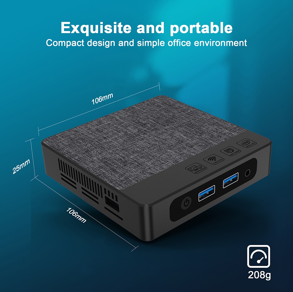 GXMO N4 Mini PC, Intel N4000 2 Cores Max 2.60GHz, 6GB RAM 64GB SSD, 2*HDMI Dual Screen 4K Display, 2.4G+5.8G Dual-band WiFi, Bluetooth 5.2, 3*USB 3.0 1*USB 2.0 1*1000Mbps LAN, Compatible with Windows & Ubuntu OS - UK Plug
