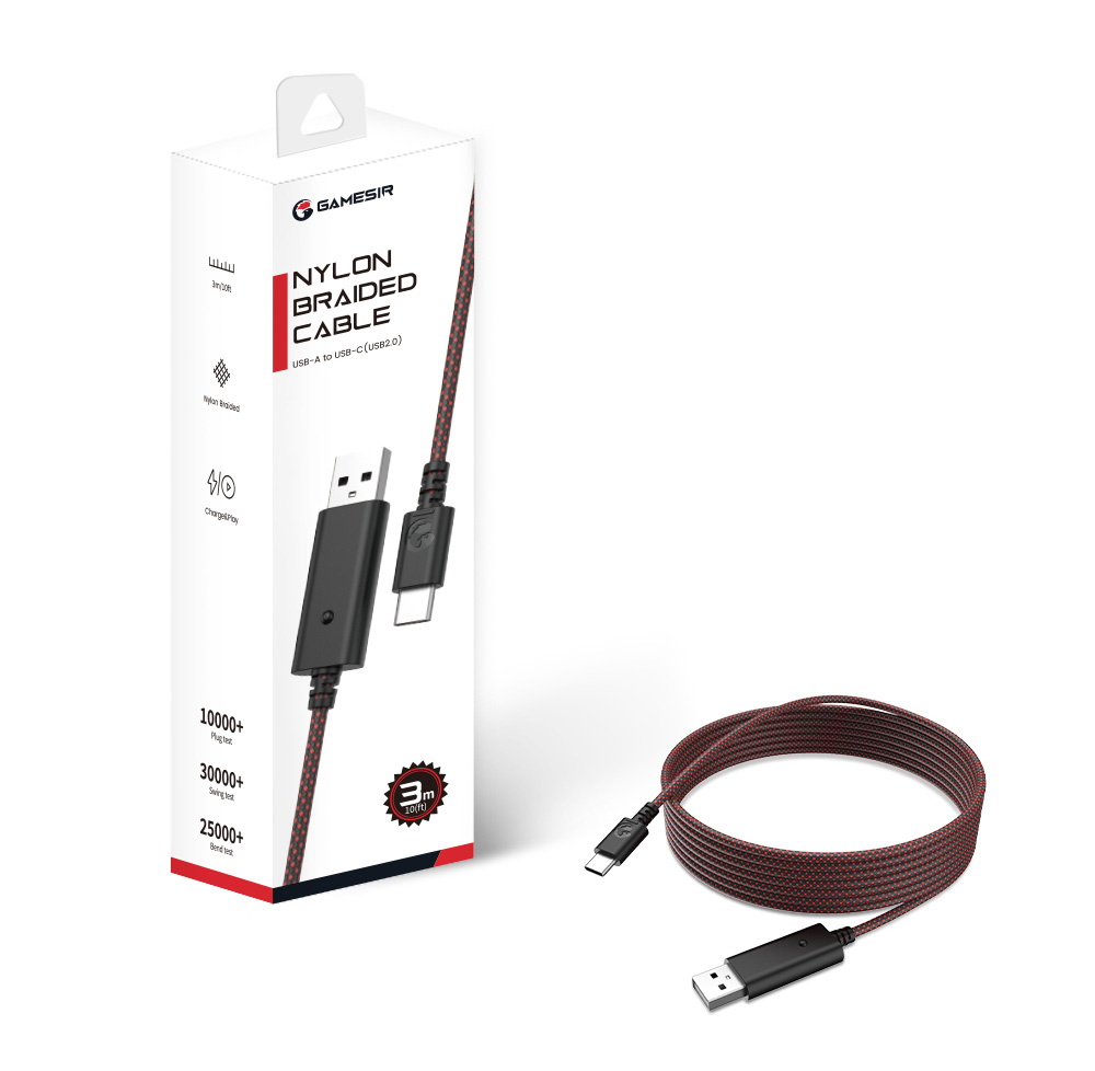 GameSir 10ft USB-A to USB-C Cable for G7/G7 SE/T4 Kaleid - Black