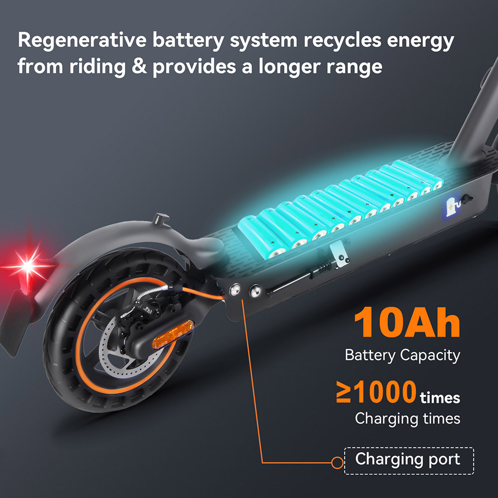 HONEY WHALE E9 MAX Electric Scooter, 500W motor, 36V 10Ah batéria, 10-palcová pneumatika, max. rýchlosť 20 km/h, dojazd 35-40 km, mechanická brzda & elektronická brzda, certifikácia ABE