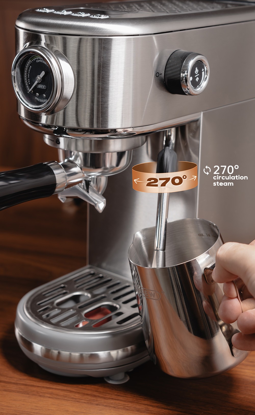 HiBREW H10B 20Bar Espresso Coffee Machine Silver