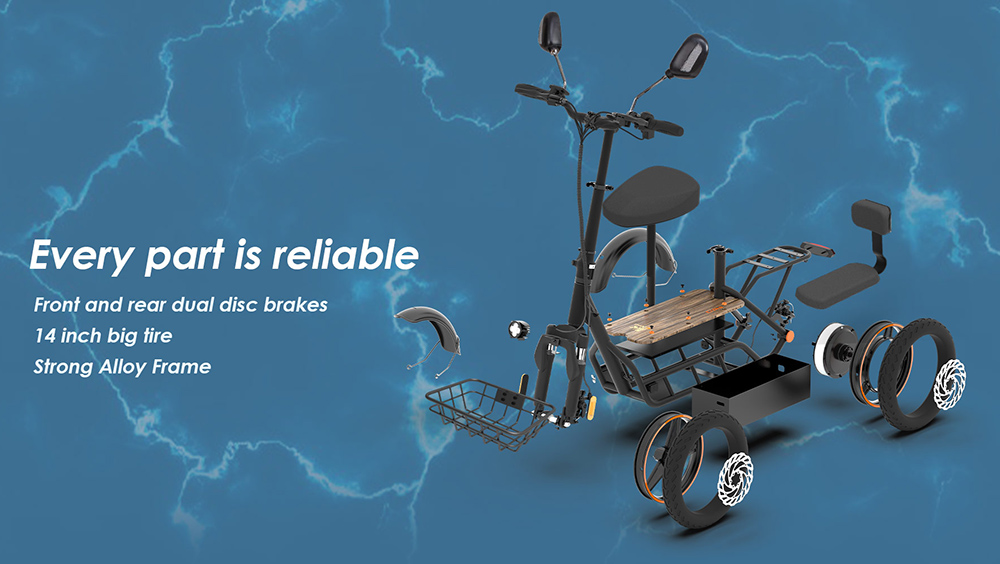 (Upgraded Version) KuKirin C1 Pro Electric Scooter, 500W motor, 48V 26Ah batéria, 14-palcová pneumatická pneumatika, max. rýchlosť 45 km, dojazd 100 km, skladanie jedným kliknutím, zadné sedadlo & predný úložný košík, spätné zrkadlo