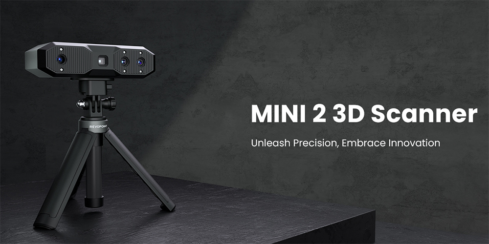 3D skener Revopoint MINI 2, 0.Presnosť 02 mm, rozlíšenie 2 Mpx, rýchlosť skenovania až 16 snímok za sekundu, modré svetlo, pracovná vzdialenosť 120-250 mm, 6 bleskových LED diód, sledovanie pohybu IMU, pre zuby/malé objekty, pokročilá edícia