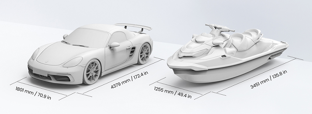 3D skener Revopoint RANGE 2, 0.Presnosť 1 mm, rozlíšenie 2 Mpx, rýchlosť skenovania až 16 snímok za sekundu, pracovná vzdialenosť 400-1300 mm, 4 LED blesky, sledovanie pohybu IMU, podpora tváre tela/veľkých objektov & Win/Android/iOS/macOS