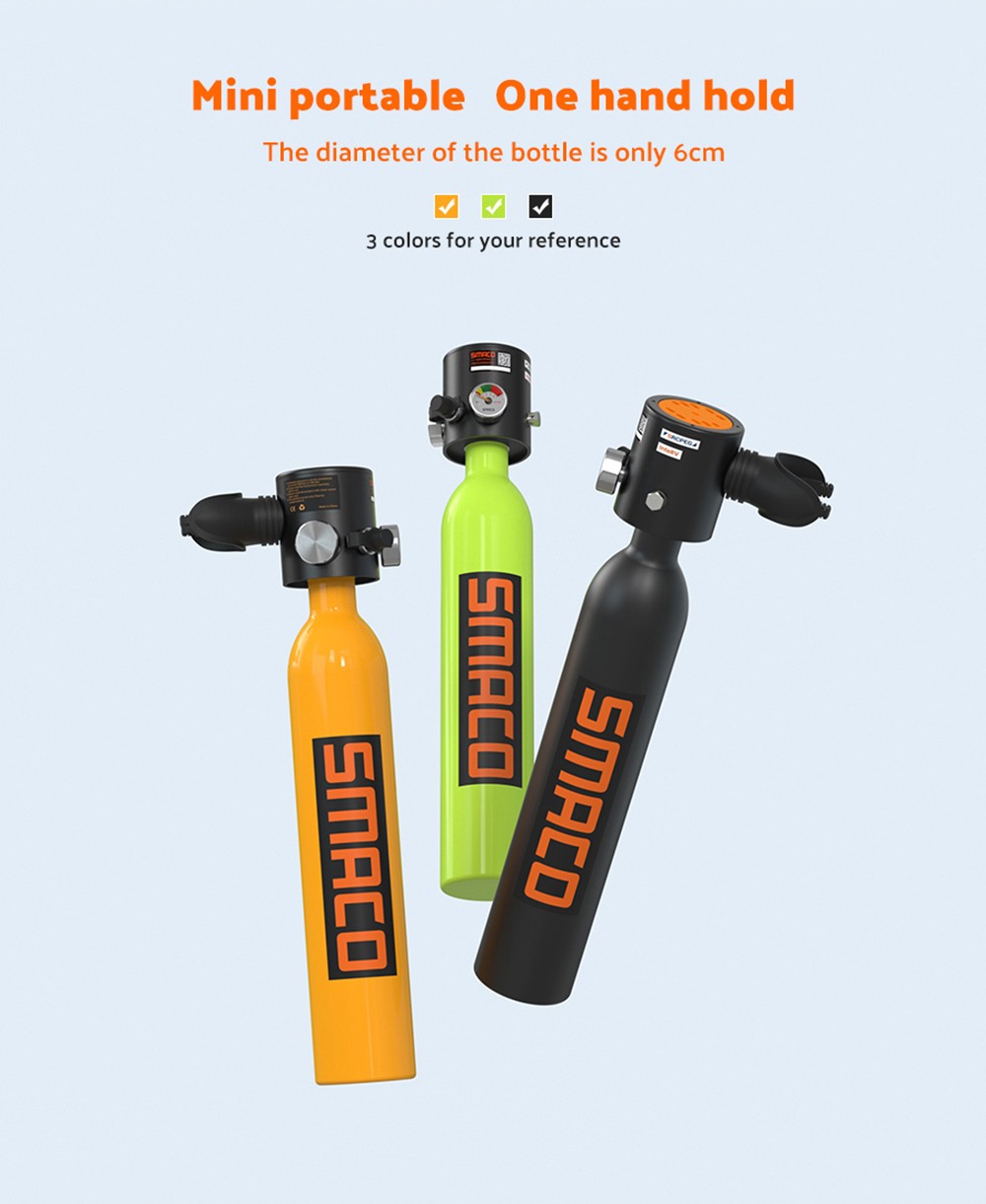 SMACO S300 Plus 0.5L Mini Scuba Tank - Green