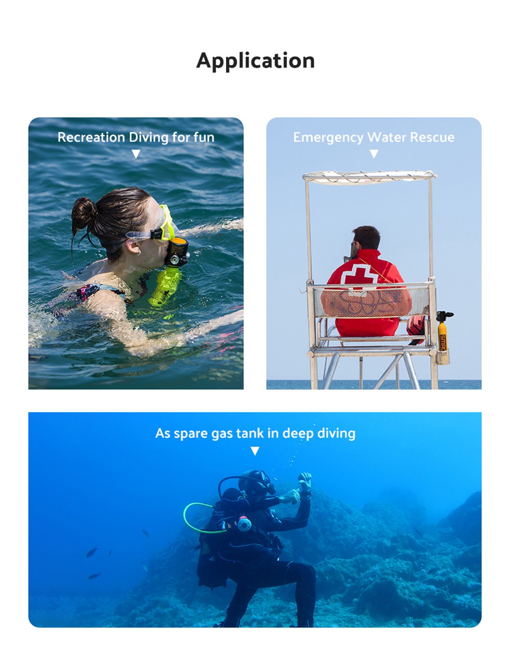 SMACO S300 Plus 0.5L Mini Scuba Tank - Green