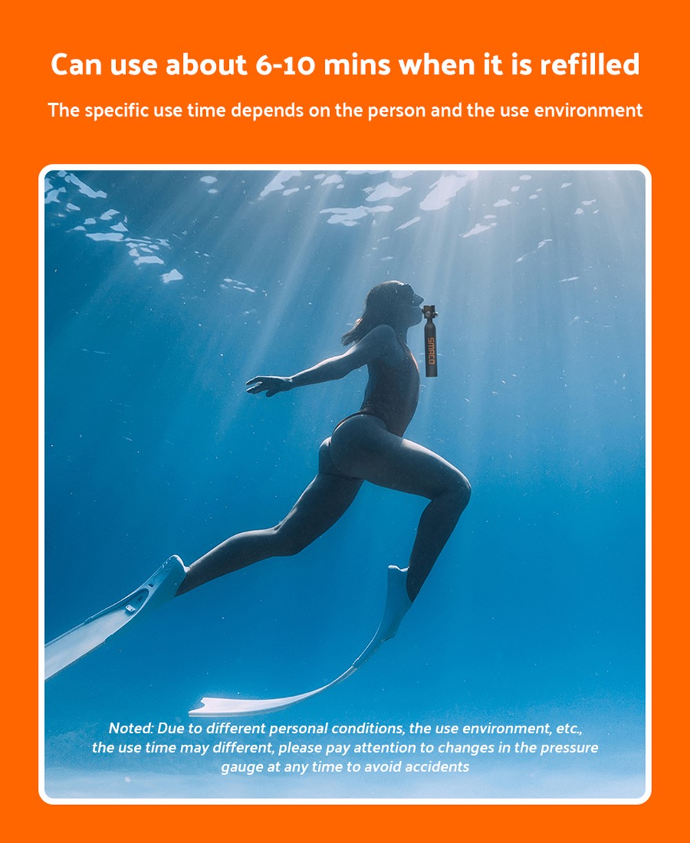 SMACO S300 Plus 0.5L Mini Scuba Tank - Green