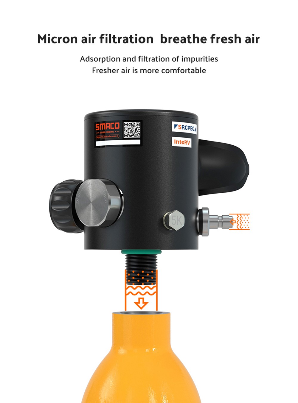 SMACO S500 0,7L mini potápěčská nádrž - černá