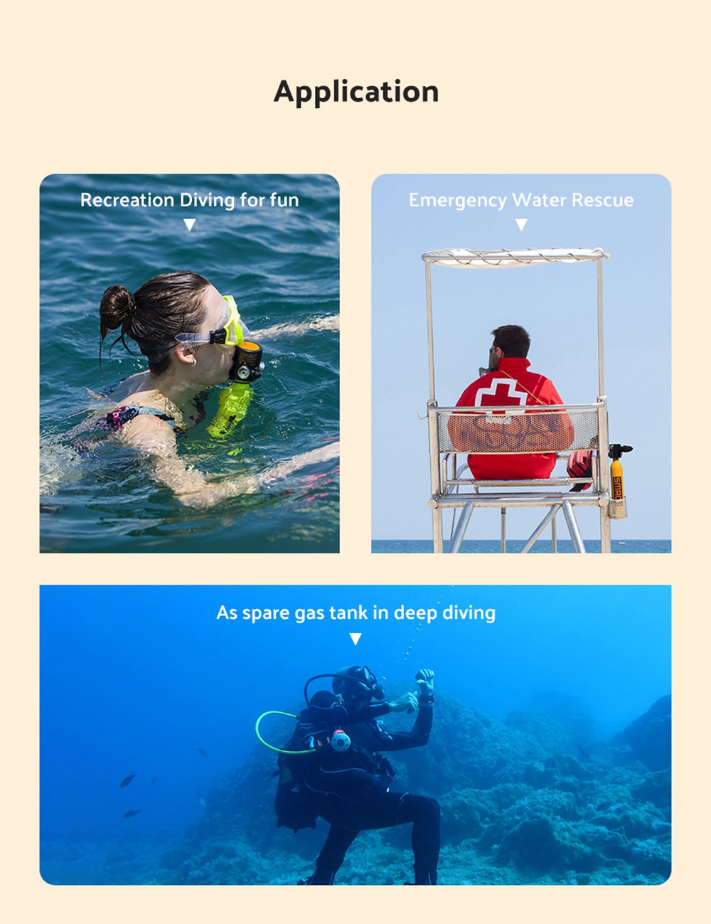 SMACO S500 0.7L Mini Scuba Diving Tank - Green