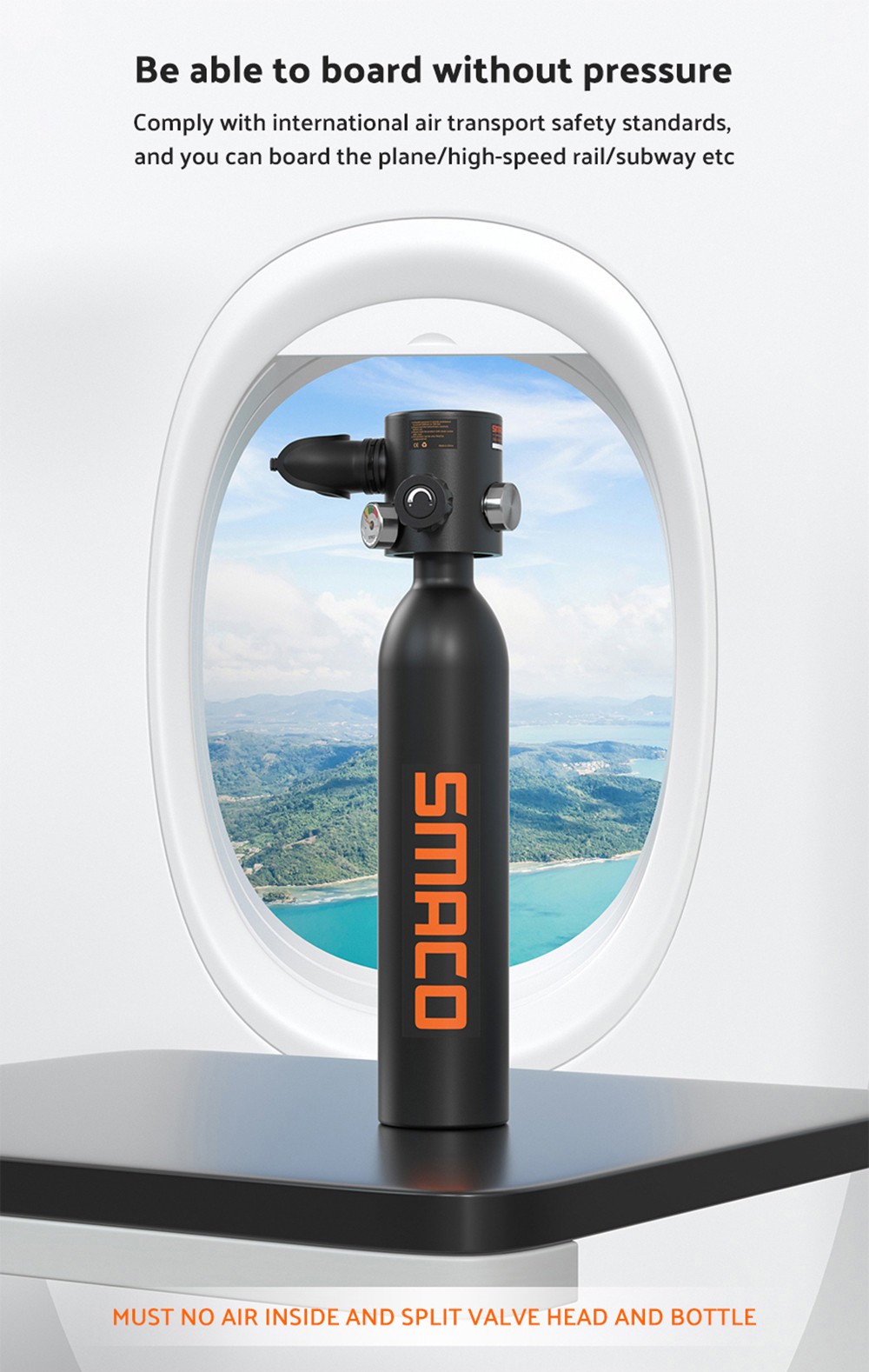 SMACO S500 0.7L Mini Scuba Diving Tank - Green