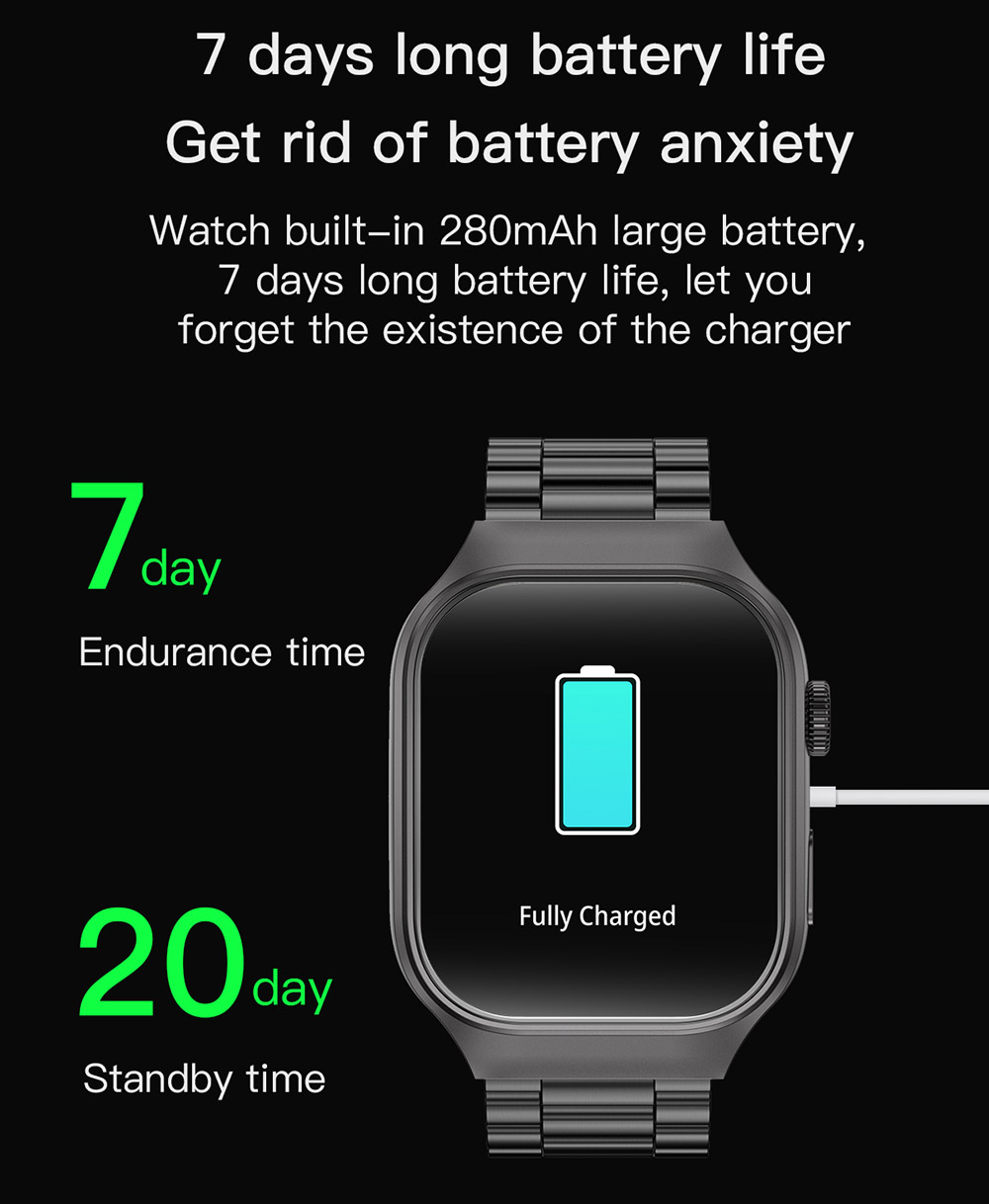 T15 Plus Smartwatch, 2.01-inch Curved Full Touch Screen, Bluetooth Calling, Health Monitoring, Al Voice Assistant, 100+ Sport Modes - Silver Frame, Silicone Strap