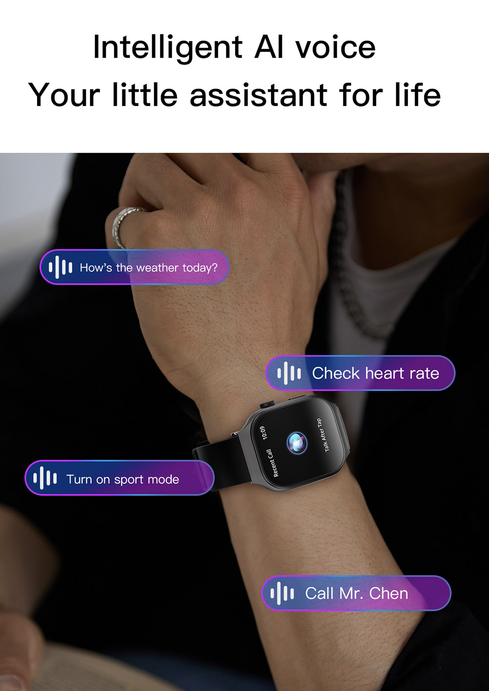 T15 Plus Smartwatch, 2.01-inch Curved Full Touch Screen, Bluetooth Calling, Health Monitoring, Al Voice Assistant, 100+ Sport Modes - Silver Frame, Silicone Strap