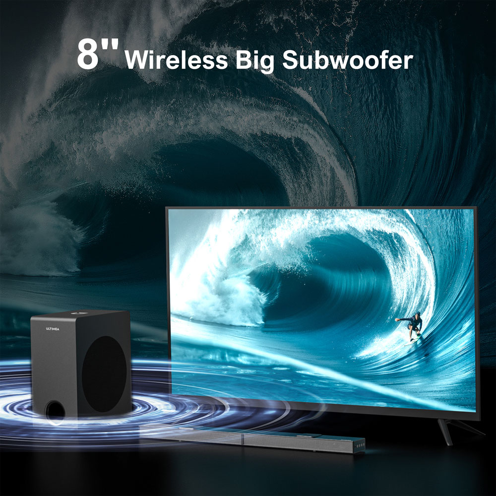 Ultimea Nova S80 Soundbar Subwoofer Speaker Kit, 5.1.2 Channel, 4K HDR Passthrough, Dolby Atmos Decoding, 520W Peak Power