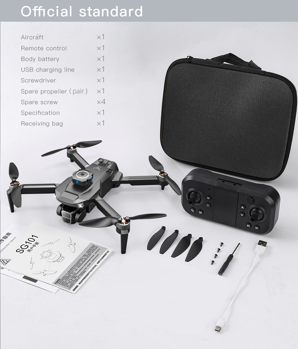 ZLL SG101MAX RC Drone, 4k Dual HD Camera, Intelligent Obstacle Avoidance, Optical Flow Positioning - 3 Batteries