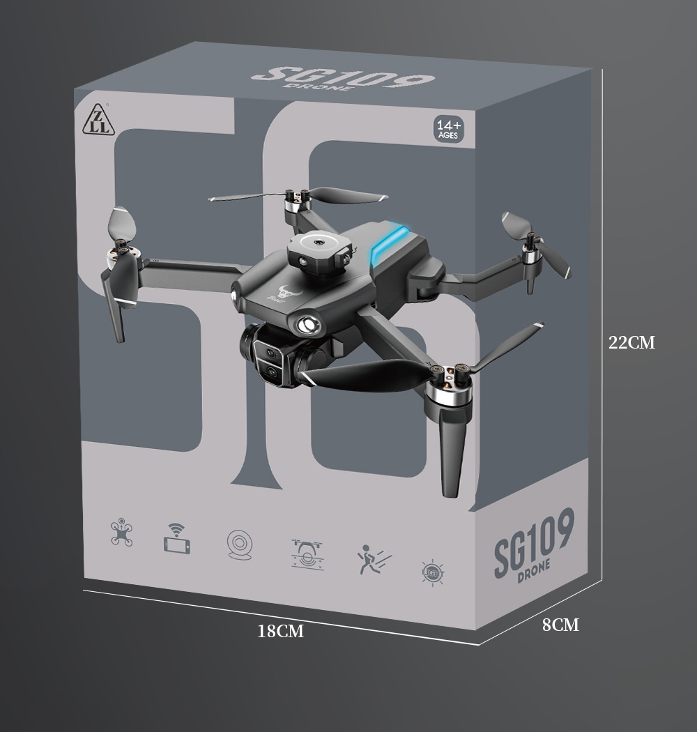 ZLL SG109MAX RC Drone, Electrically Adjustable Camera, Intelligent Obstacle Avoidance, Optical Flow Hover - 3 Batteries