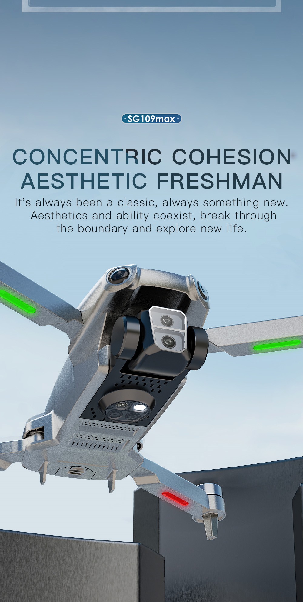 ZLL SG109MAX RC Drone, Electrically Adjustable Camera, Intelligent Obstacle Avoidance, Optical Flow Hover - 3 Batteries