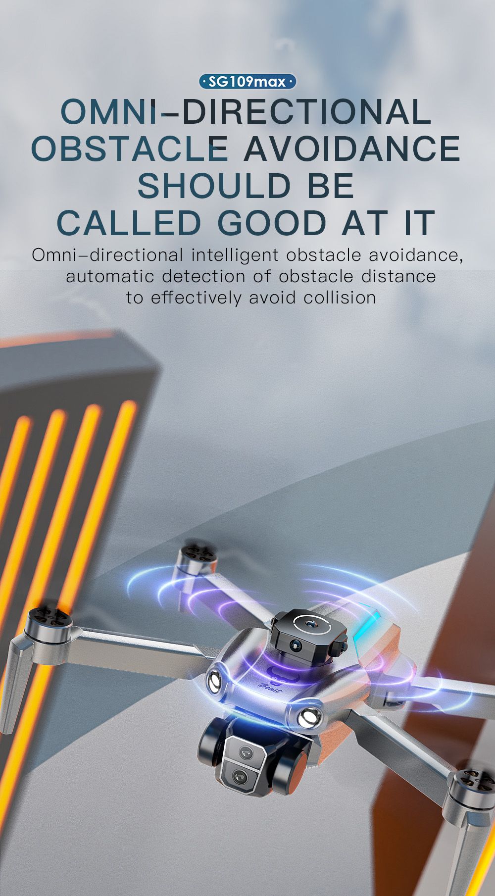 ZLL SG109MAX RC Drone, Electrically Adjustable Camera, Intelligent Obstacle Avoidance, Optical Flow Hover - 3 Batteries