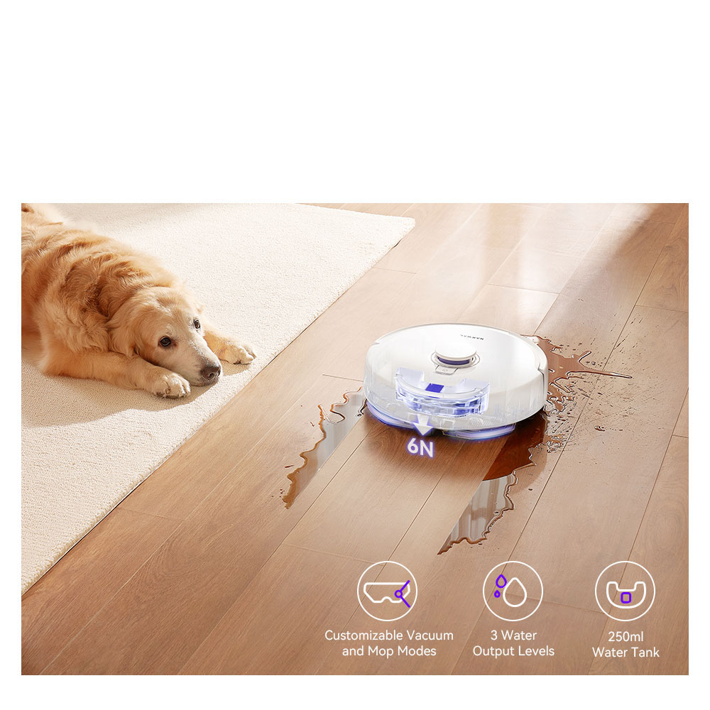 Narwal Freo X Plus Robot Vacuum Cleaner and Mop Built-in Dust Emptying, Strong 7800Pa Suction Power, Zero-Tangling Floating Brush, Alexa/Google Assistant/APP Control, Ideal for Pet Hair Hard Floor, Wood Floor