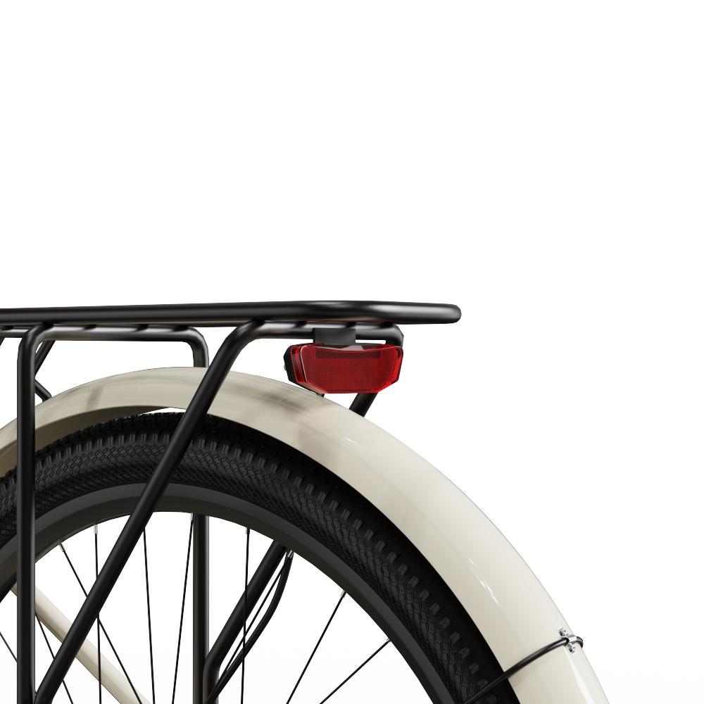 ONESPORT OT18 City Electric Bike, 26*2.35 inch wide Tires, 250W Motor 25km/h, 36V 14.4Ah Big Battery up to 100km Max Range,  Shimano 7-speed, Front Shock-absorbing fork, 25 Degree Climbing Bluetooth APP - White