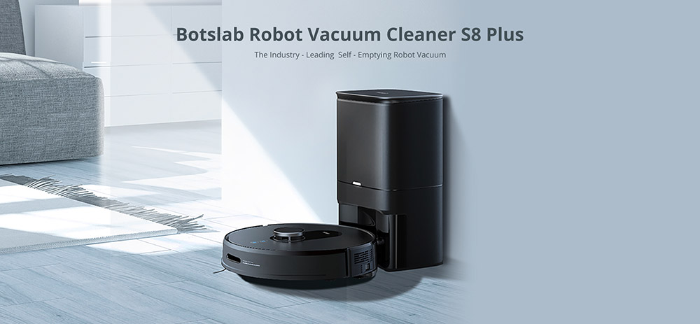 360 S8 Plus Robotický vysávač so základňovou stanicou, sanie 2700Pa, 300ml nádrž na vodu, 70-dňová zásoba prachu, 250min prevádzky, automatické nabíjanie, navigácia LiDAR, nízka hlučnosť, aplikácia Botslab