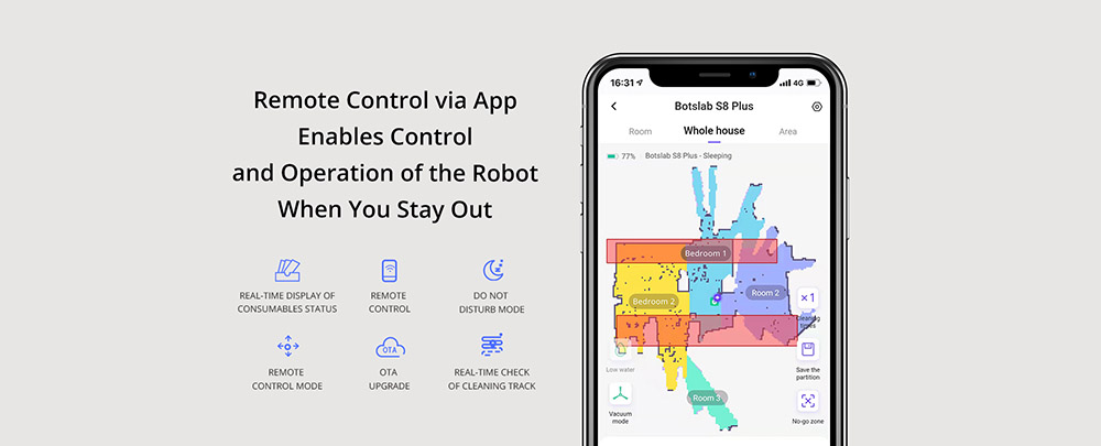 360 S8 Plus Robotický vysávač so základňovou stanicou, 2700Pa sanie, 300ml nádržka na vodu, 70-dňová zásoba prachu, 250min prevádzka, automatické nabíjanie, navigácia LiDAR, nízka hlučnosť, aplikácia Botslab