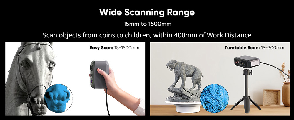 3DMakerpro Moose Lite 3D Scanner, presnosť 0,05 mm, 0.Rozlíšenie 10 mm, zdroj svetla NIR, 24-bitová farebná kamera, Al vizuálne sledovanie, snímková frekvencia 10 snímok za sekundu, šošovky proti chveniu, kompatibilný s Windows/MacOS