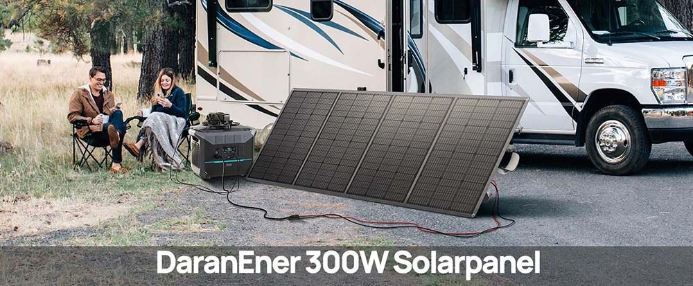 DaranEner NEO300 Pro Portable Power Station + DaranEner SP300 Foldable Solar Panel, 299Wh LiFePO4 Battery, 600W Output, 5 Ports, 4 LED Mode