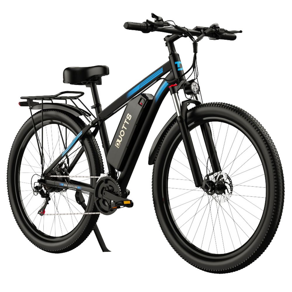 Elektrobicykel DUOTTS C29 750W 29*2.1 palcové koleso 48V 15Ah batéria 50km dojazd 50km/h max. rýchlosť Shimano 21 rýchlostných prevodov Elektrický horský bicykel so zadným nosičom IP54 vodotesný Smart APP - čierny